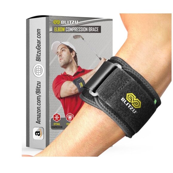 2 Pack BLITZU Elbow Brace for Tennis & Golfer's Elbow Pain Relief - Picture 1 of 6